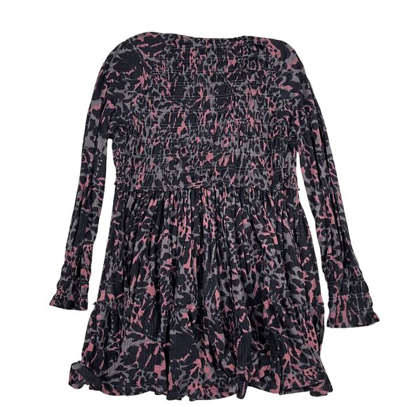 Free People Long Sleeve Dress Womens Large Dark Romance Tunic Vneck - Picture 2 of 5